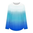 thumbnail image 5 of miqiqism Great discounts！Women's Tops Curved Hem Tees Pullover Shirts Gradient Crew Neck Tunic Blouses Loose Jumper Clothing,T# Blue,XX-Large, 5 of 6
