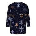 thumbnail image 4 of Women's Christmas Cute Winter Print Loose Tops Plus Size 3/4 Sleeve Crewneck Lightweight Oversized Shirts (XL, A Dark Blue), 4 of 6