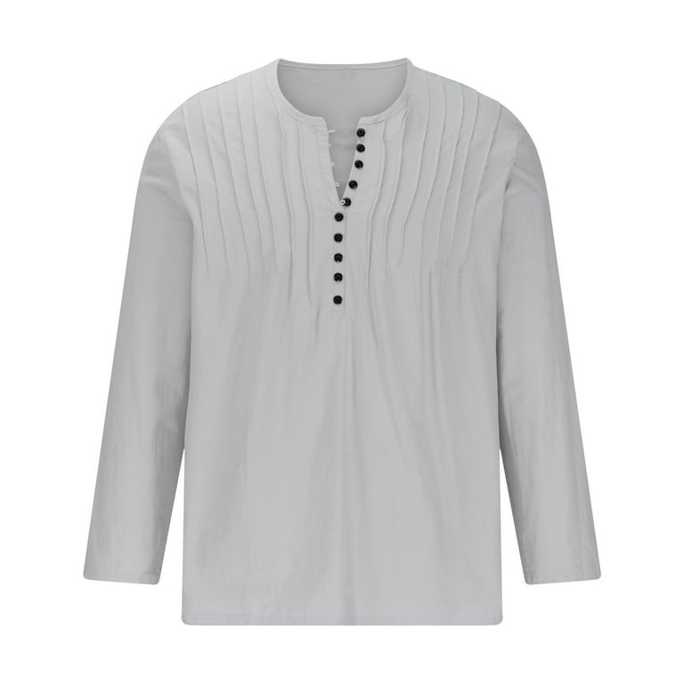 WREESH Mens Cotton Linen Shirts Fashion Low Cut Tops Classic V