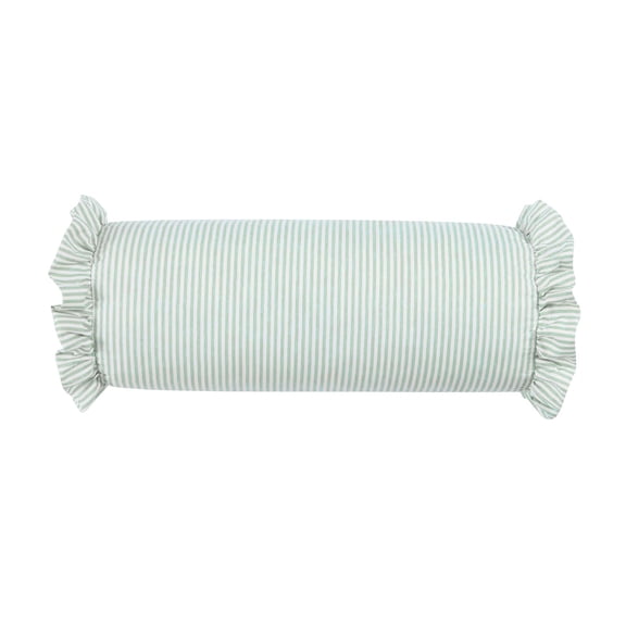 Striped Bolster Pillow with Ruffled Edges, Soft Cylindrical Neck Roll Pillow for Sleeping, Lumbar Support Cushion for Couch, Decorative Cylinder Pillow for Bed Sofa, Relaxing Support for Home Decor