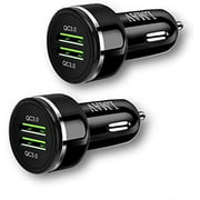 Car Charger Adapter Dual QC 3.0 [2Pack], 48W 6A Fast USB Car Phone Charger, 2-Port Car Charger Fast Charging Compatible with Any Smartphone Cell Phone Tablet and More.