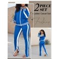 thumbnail image 5 of Women's 2 Piece Tracksuit Set Sexy Cold Shoulder Full Zip Jacket and Split Hem Jogger Pants Outfits S-2XL, 5 of 6