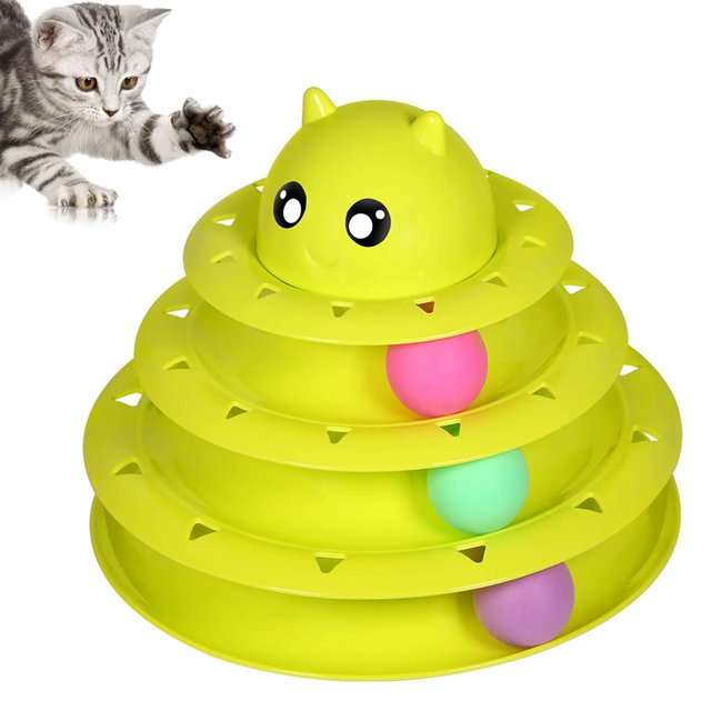 Juguetes para gatos, juguetes interactivos para gatos, torres de 3 niveles, rodillo de pistas con tres bolas de colores, Material PP, más duradero, más fuerte Adepaton 2034736-2