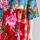 thumbnail image 2 of Más tamaño de las mujeres de la vendimia vestido suelto floral O cuello raglán manga corta holgada d Tomshoo Vestido, 2 of 7