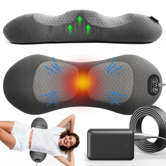 Almohada lumbar portátil 3 en 1 y masajeador de espalda con calor y banco de energía