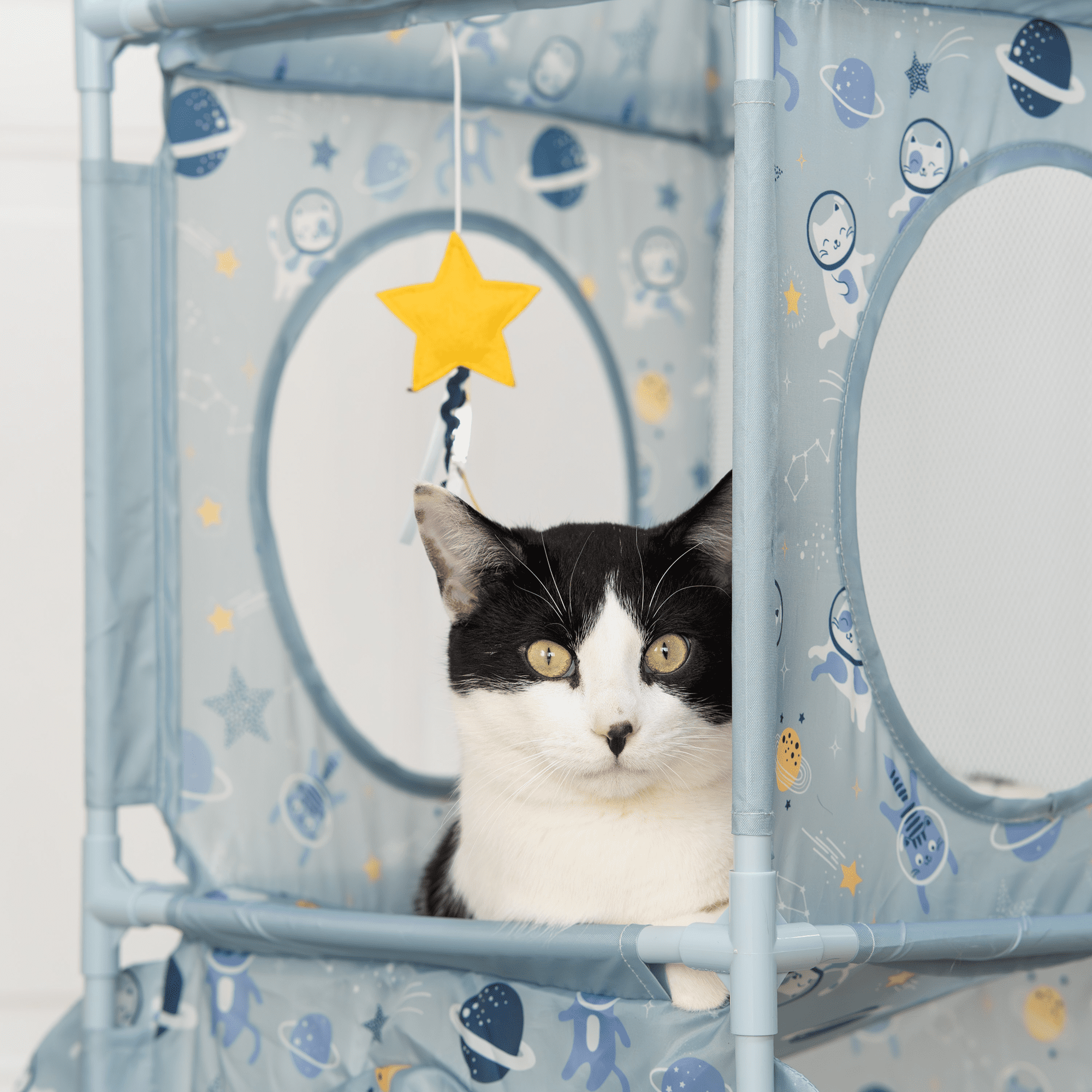 Vibrant Life Pop Open Space Rocket Cat Tower, Blue, 41 in