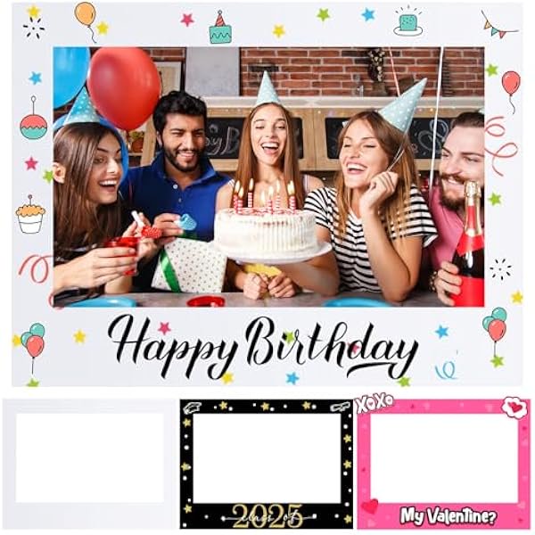 wonima44 32 x 24 Inch Large Blank DIY Photo Booth Props Picture Frame Party Frame DIY Photo Booth Props Selfie for Birthday, Graduation, Christmas Holiday Party(White,Horizontal)