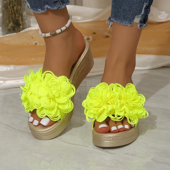 Wowcloth Women's Peep Toe Wedge Sandals with Thick Sole and Floral Design – for Casual Summer Fashion