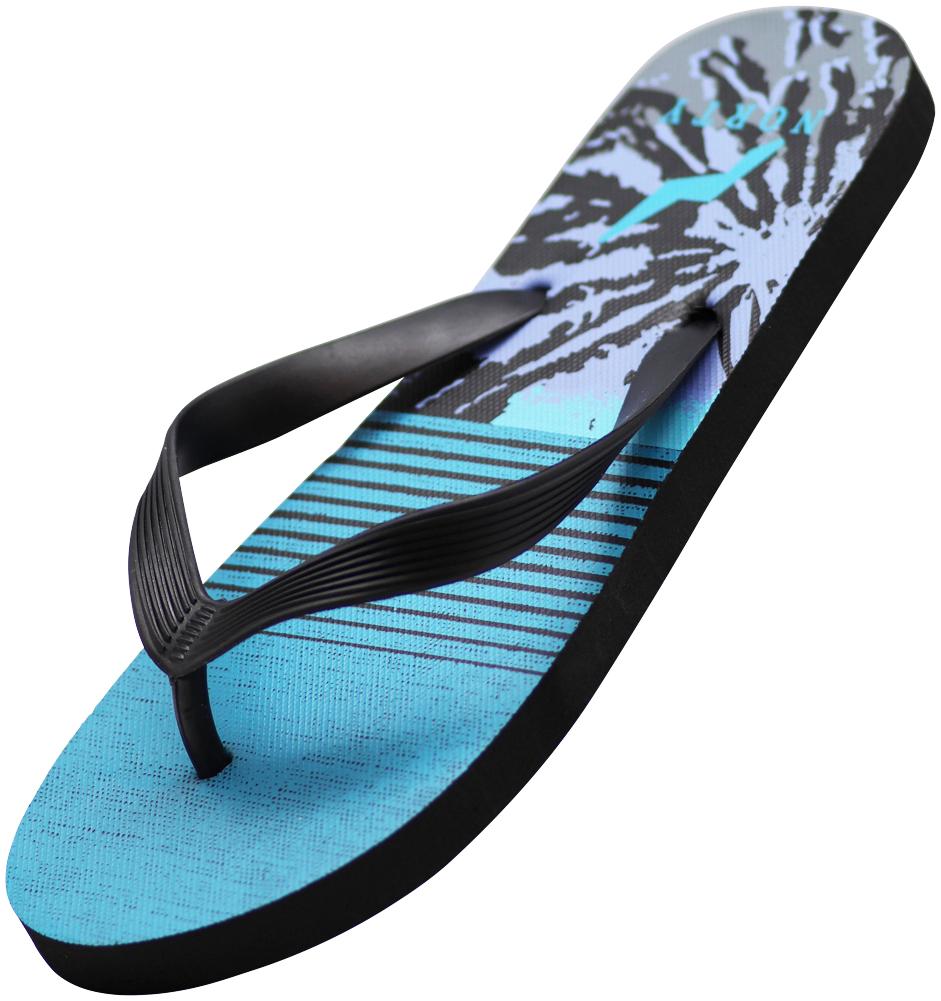 NORTY - Norty Mens Casual Beach Pool Everyday Flip Flop Thong Sandal Shoe, 41387 Black/Blue 