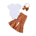 thumbnail image 3 of Xingqing 3Pcs Newborn Baby Girl Summer Outfits Short Sleeve Romper Leopard Print Flared Pants Clothes, 3 of 9