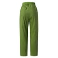 thumbnail image 4 of ibuvkizy Wide Leg Pants for Women Lightweight Cotton Linen Drawstring Waist Loose Solid Color Lounge Trousers with Pockets Green,L, 4 of 7