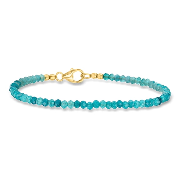 Ross-Simons 11.00 ct. t.w. Blue Apatite Bead Bracelet in 18kt Gold Over Sterling, Women's, Adult
