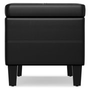 Afton 48 WD Rectangle Storage Ottoman Bench in Midnight Black Vegan Leather