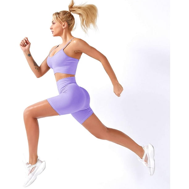 Women's Yoga Outfits 2 Piece Workout Sets Seamless High Waist Yoga