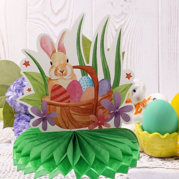 KONTONTY 9Pcs Easter Honeycomb Paper Centerpieces Decorations for Desktop Fireplace and Wall