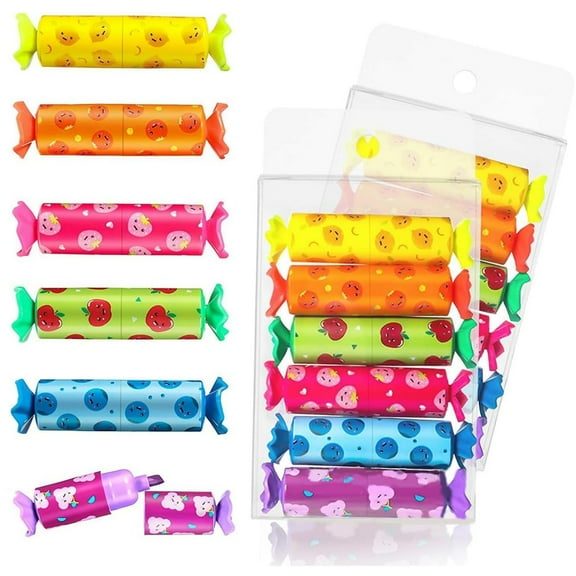 Topboutique18 Pcs Cute Highlighters,Mini Highlighters,Glitter Highlighter,Candy Shape Pastel Highlighter,Chisel Head Marker Highlighters for Writing/Drawing/Coloring,Birthday Christmas Gifts,6 Colors
