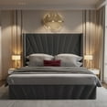 thumbnail image 1 of Aykah Fez Velvet Queen Bed Frame, Metal Bed Frame With High Headboard and Storage, 1 of 7