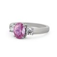 thumbnail image 2 of 1.40 Ct Oval Cut Pink Sapphire Natural Diamond Beautiful Three Stone Ring for Wedding 14K White Gold Size 11.5, 2 of 7