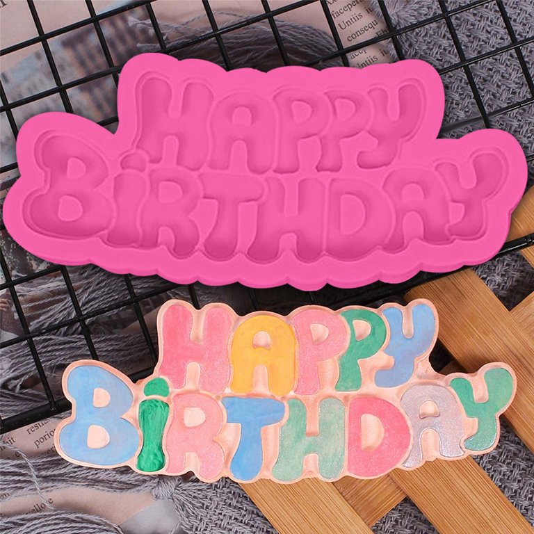 1pc Happy Birthday Letter Mold Silicone Molds Non-stick DIY Cake