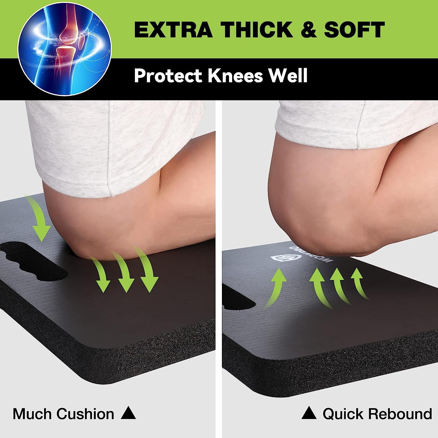 Extra Thick Kneeling Pad, Soft NBR Foam Cushioning for Knee, Large Kneeler Mat Gardening, Bathing Baby, Exercise, Workout Supplies, 17.5 x 11 1.5 in, Black