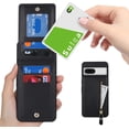 thumbnail image 3 of for Google Pixel 7A Case with Card Holder for Women, for Google Pixel 7A Phone Case Wallet with Credit Card with Ring Kickstand Zipper Shockproof Slim Stand Case - Black, 3 of 6