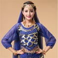 thumbnail image 6 of Gunia Girls Sequin Top Glitter Indian Belly Dance Outfits Long Sleeve Dance Blouse Performance Dancewear Party Sparkly Tops For Girl Blue, 6 of 6