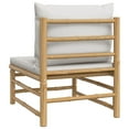 thumbnail image 3 of vidaXL Garden Middle Sofa with Light Grey Cushions Bamboo, 3 of 5