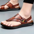 thumbnail image 3 of Dakaela Mens Sandals Summer Slippers Slip on Flip Flops for Men Dual Use Strap Leather Walking Flats, 3 of 8