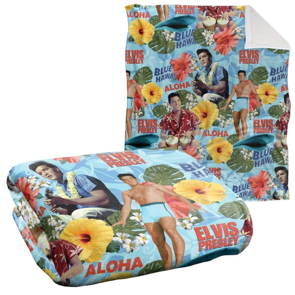 Elvis Presley Blanket, 50"x60", Blue Hawaii Silky Touch Sherpa Back Super Soft Throw Blanket