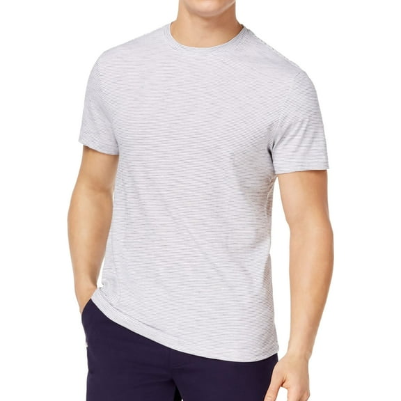 Club Room Mens Textured Stripe Basic T-Shirt, White, XX-Large