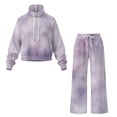 thumbnail image 5 of Uorisanigo Purple Tie Dye Two Piece Sets for Women Mock Neck Sweatshirt Wide Leg Sweatpants Matching Sets Plus Size Loungewear Oversized Tracksuit Travel Outfits Fashion Activewear, XS-XL, 5 of 8