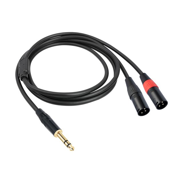 Cable de extensión de audio Jack 6,35 mm 1/4 TRS estéreo a doble XLR macho, cable divisor en Y, 100 cm
