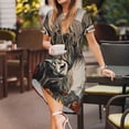 thumbnail image 3 of Kdxio Robe T-Shirt Décontractée pour Femmes avec Imprimé Papillon et Vache, Manches Courtes, Poches, 3 of 6