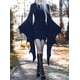 thumbnail image 4 of Disfraces de Halloween para mujer, vestido gótico medieval para cosplay, disfraz de duendecillo del bosque, minivestido negro ajustado con vendaje y alas de murciélago, 4 of 5