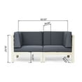 thumbnail image 5 of Frankie Outdoor Acacia Wood Sectional Loveseat with Cushions, Weathered Gray, Dark Gray, 5 of 6