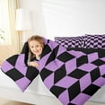 thumbnail image 5 of jejeloiu Classic Grid Queen Comforter Set,Minimalism Geometric Rhombus Bedding Sets,Purple Black Checkered Bedding Comforter Set For Girls Boys,Super Cozy Room Decor Reversible,3 Pieces, 5 of 8