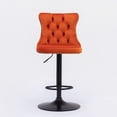 thumbnail image 4 of 2-Piece Golden Swivel Bar Stools Set, Modern Velvet Upholstered Adjustable Height (25-33") Stools with Tufted Backs for Kitchen Island, Home Bar and Breakfast Counter, Orange, 4 of 8