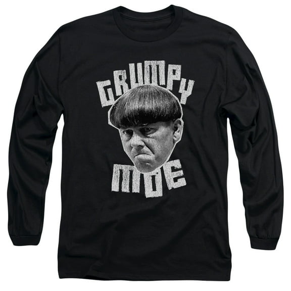Three Stooges Grumpy Moe Long Sleeve Adult 18/1 T-Shirt Black