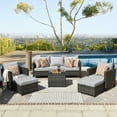 thumbnail image 2 of Ovios 6 Pieces Outdoor Furniture All-Weather Wicker Patio Sectional Couch with Coffee Table and Cushions Powder-Coated Steel, 2 of 9