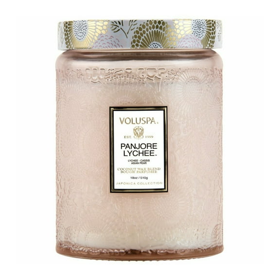 Voluspa Panjore Lychee Large Embossed Glass Jar Candle (18 Ounces)