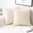 thumbnail image 2 of 2 paquetes de fundas de almohada decorativas de 18.0 x 18.0 in para sofá, cama, sala de estar, decoración del hogar estilo bohemio, pana suave, 2 of 5