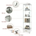 thumbnail image 5 of GZXS Display Cabinet with Lockable Glass Door, Modern Curio Cabinet with RGB LED Lights and Drawer for Collectibles, 4 Tier Glass Display Case for Living Room, Office, 16.7"L x 14.4"W x 65.8"H, White, 5 of 10