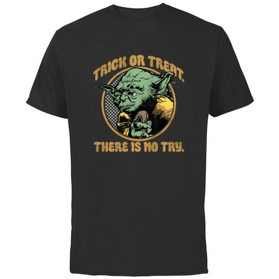 Star Wars Yoda Trick or Treat There is No Try - Short Sleeve Cotton T-Shirt for Adults - Customized-Black