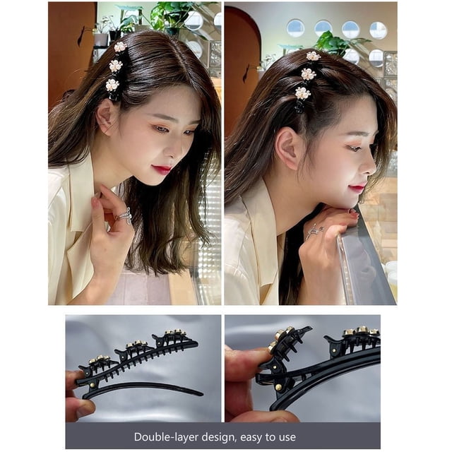 Fiudx Horquilla, Elegante Accesorio para Cabello de Cuatro Hojas, Diseño de Diamantes de Imitación Acrílicos Brillantes, Opción Versátil para Sujetar El Flequillo, Look Elegante para Una Fiesta de Bo