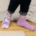 thumbnail image 4 of BambooMN Women's Girl Fuzzy Warm Fluffy Tie-Dye Colorful Fun Ankle Socks - Amethyst - 2 Pairs, 4 of 6