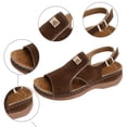 thumbnail image 5 of Rokment Women's Orthopedic Wedges Gladiator Sandals Comfortable Fashion Leather Peep Open Toe Arch Support Non Slip Walking Work Platform Slingback Sandals for Woman Brown Size 6, 5 of 8