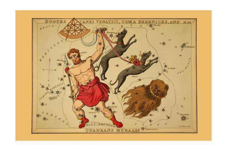 Coma Berenices and Quardrans Muralis Framed Photo Paper Poster Astronomy Decor Bootes Canes Venatici Horoscope Artw Astrological Sign
