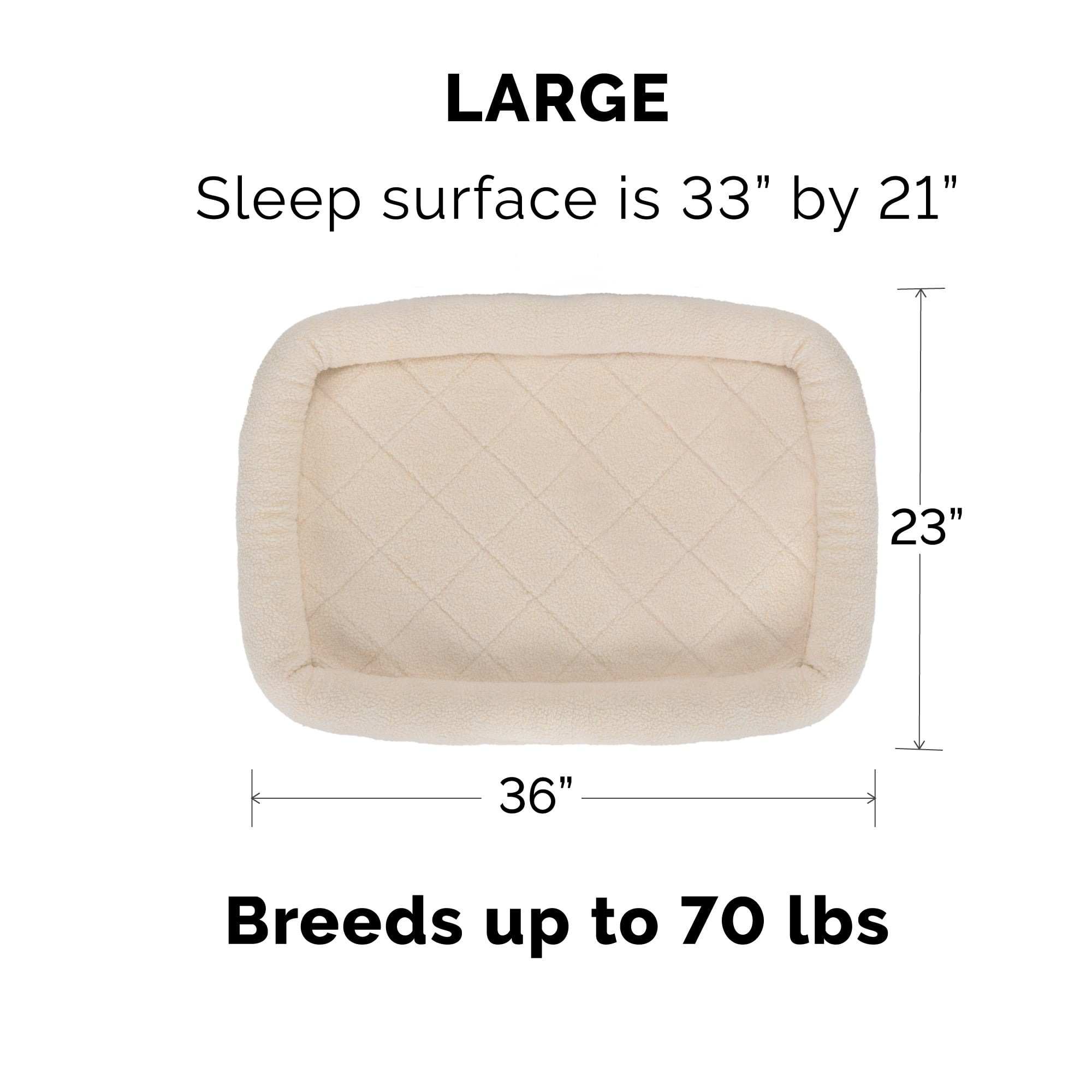 FurHaven Pet Products Faux Lambswool Bolster Crate Pet Bed - Cream, Large