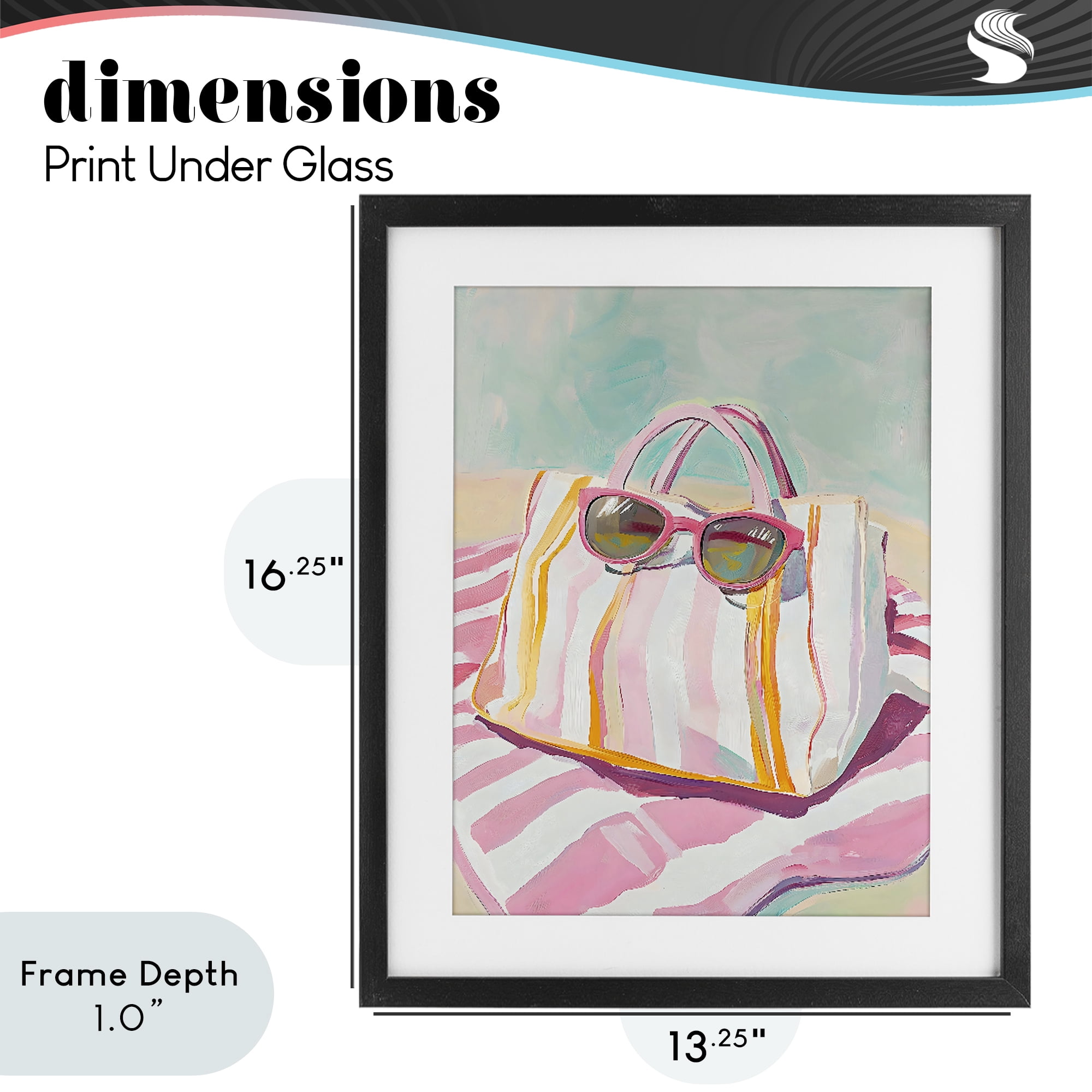 Stupell Industries Beach Bag & Sunglasses Black Framed Print Under Glass, design by The Prints Vibe
