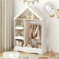 thumbnail image 3 of Curipeer Kids Dress Up Storage with Motion-Activated Light,Wood Armoire Wardrobe Closet with Mirror for Bedroom Playroom,White, 3 of 7